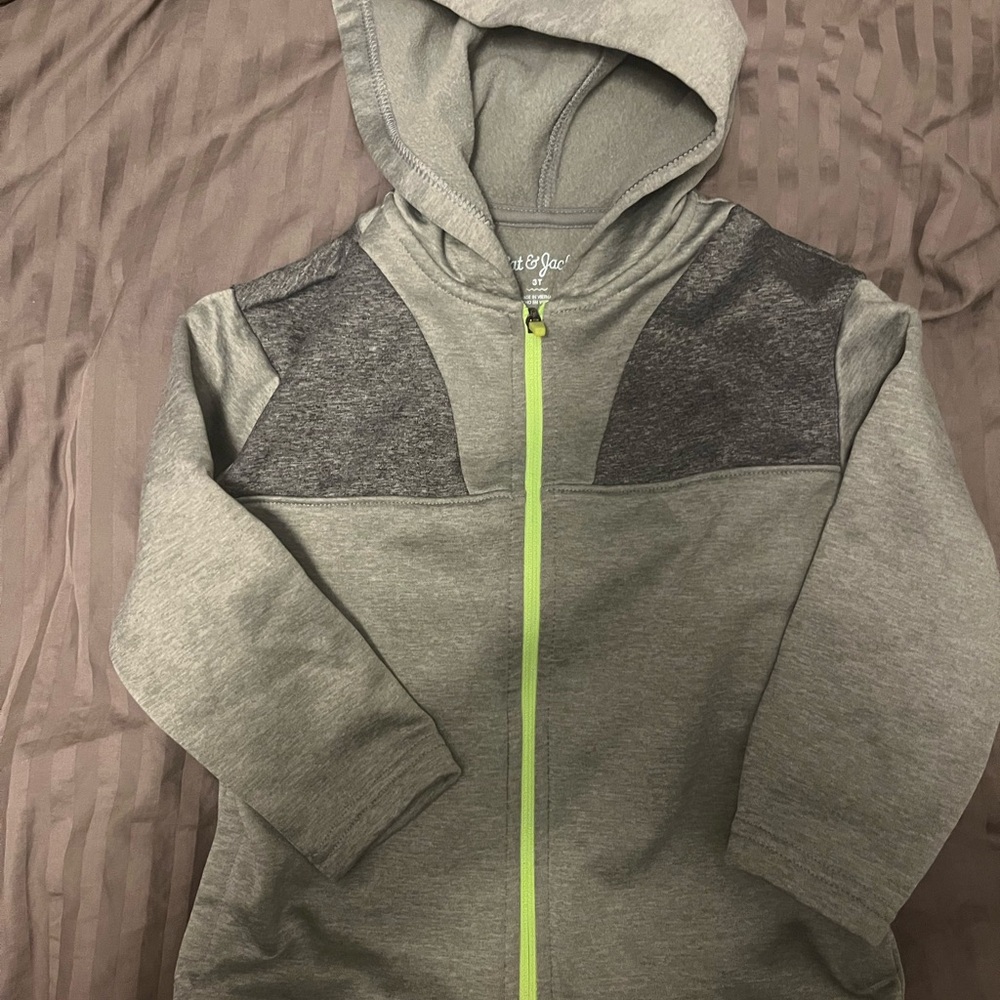 Cat & Jack Gray and Green Color-Blocked Hoodie